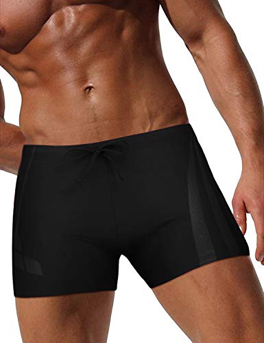 COOFANDY Mens Swimwear Sports Shorts Swim Trunks, Swim Black, Small