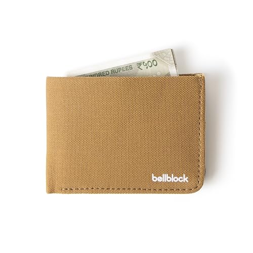 Image of Bellblock Slim Sleeve Canvas Wallet for Men /Women | Minimal Handcrafted Bifold Wallet | with Sim, Mobile Pin & Hidden Extra Card Slots | Mustard