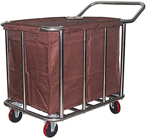 Carro móvil con estante extraíble con cesta de lavandería, carrito rodante con asa, cesta clasificadora de ropa sucia de acero inoxidable resistente con bolsa extraíble/azul (marrón)