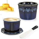 GIAK Französische Butterdose Butterdose Wassergekühlt 280g Französische Wasserbutterdose mit Wasserlinie mit Keramikmesser Französische Butterdose mit Deckel für Frisch Aromatisierte Butter