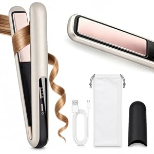 Glätteisen Mini Kabellos 5000mAh Akku - 2 in 1 Glätteisen Locken und Glätten | Reise Hair Straightener | Keramik Straight Klein für alle Haartypen | Cordless Flat Iron | Frizz Reduzieren（160-200℃）