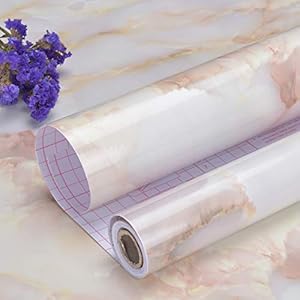 Art3d 200 x 45cm Peel and Stick Zelfklevend Contactdocument Waterdicht Behang, Roze Marmerontwerp