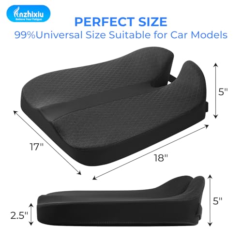 Image of anzhixiu Elevated Car Seat Cushion for Improved View- Black | Heigtening Car seat cushion supports spine and reduces lower back pressure