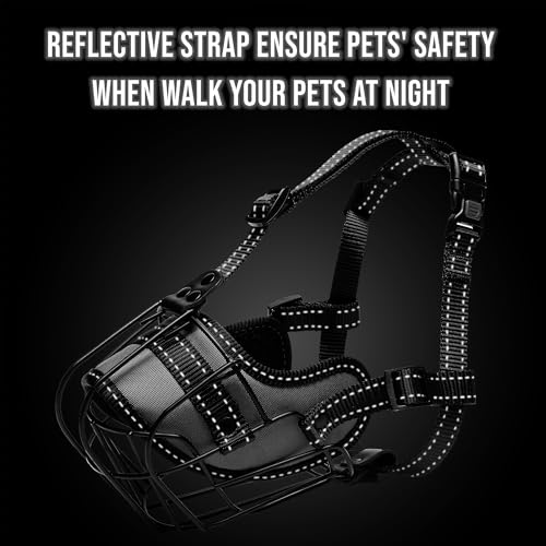 OOPSDOGGY Metal Dog Muzzle for Large Dog, Adjustable Brethable Wire Basket for Rottweiler to Prevent Biting Chewing (Green, Rottweiler) - Thumbnail 4
