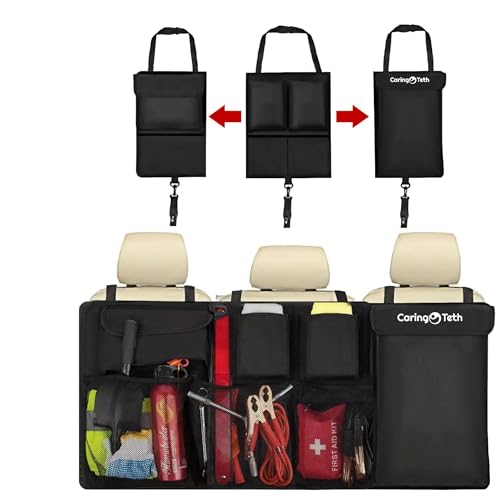 CARINGTETH Car Trunk Organizer?3-in-1 detachable Car Organizer with Zippers, 7 Pockets, Large Capacity Hanging trunk organizer for SUV, MPV, and Mini-Van