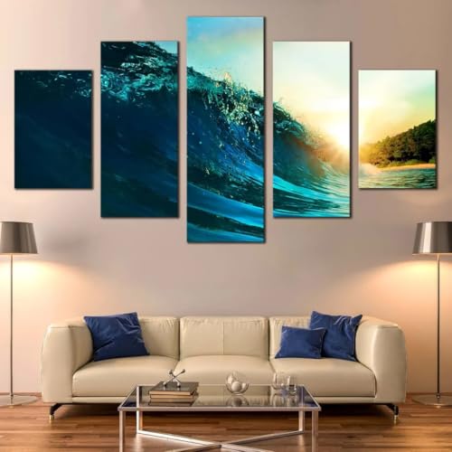 Tableau decoration murale pour salon lumineux afin d'habiller un grand mur vide