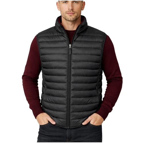 Xact Men's Funnel Neck Quilted Puffer Gilet/Bodywarmer, Mid-Weight Vest with Concealed Zipped Front Pockets (Jet Black) L
