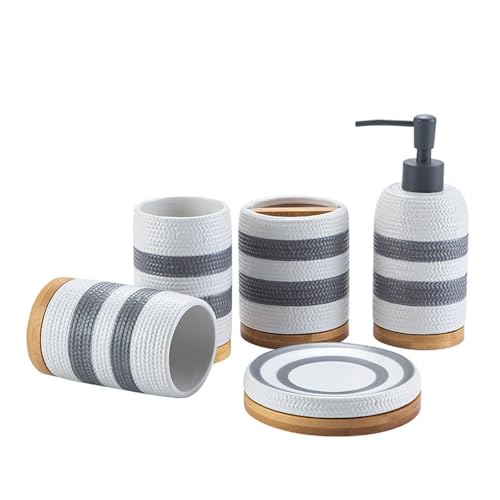 Bathroom Accesories Set Amenity Accessory Set Dispenser Soap Tray Toothbrush Holder and Tumbler Coastal Decor House Decor Aesthetic