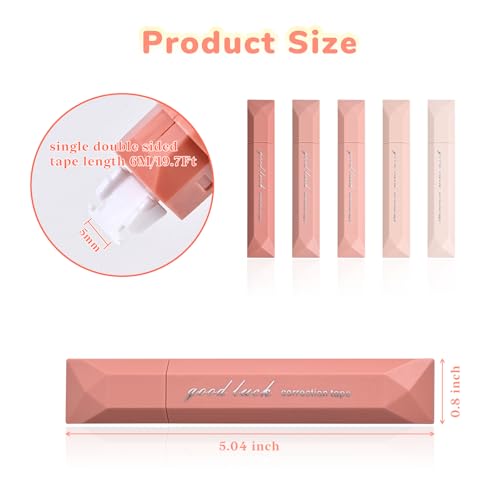 Temiary 5 Pcs White Correction Tapes, Aesthetic Correction Tape Pens Smooth Pull Out, Easy to Use Pen Shaped Applicator for Students School Office Supplies (Pink) - Thumbnail 2