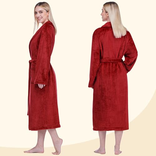 Image of PAVILIA Womens Robe Fleece Plush Soft, Fluffy Fuzzy Cozy Warm Bathrobe, Shower Spa House Long Robe for Women