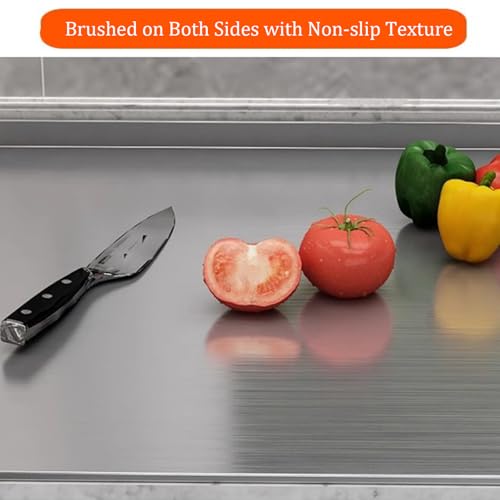 Tabla de Cortar de Acero Inoxidable con Labio para Cocina, Vegetales, Frutas, Carne, Pan, Forma L miniatura 3