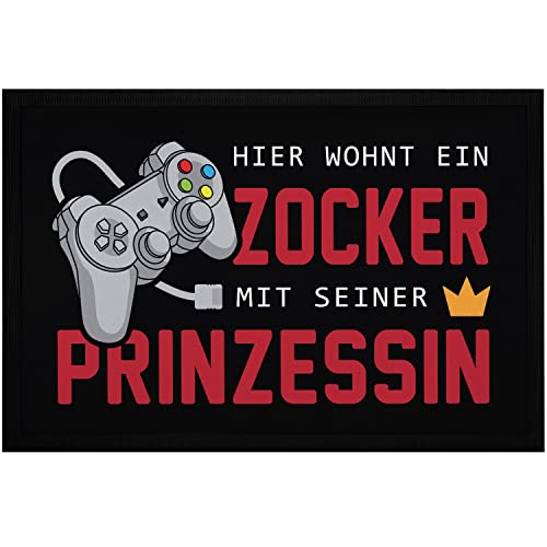 MoonWorks® Fußmatte Gaming Hier wohnt EIN Zocker mit Seiner Prinzessin Geschenk für Gamer Spruch...