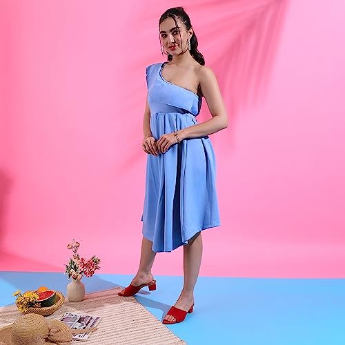 Image of PINACOLADA Women's Solid Dress for Casual Wear | Regular Sleeve | Quality Stretchable Fabric | Dress Crafted with Enhanced Stretch and Comfort Fit for Everyday Wear