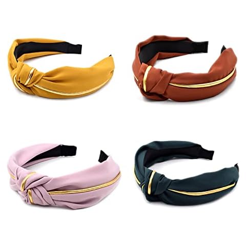 4Pcs Gold-Edged Knotted Hairbands for Women Cover