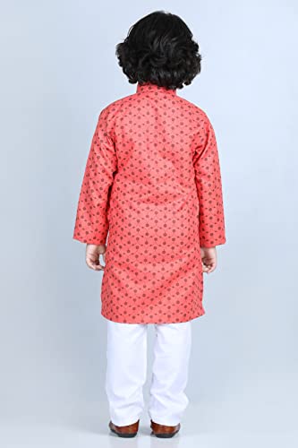 Image of Ethnic Wear Cotton Floral Printed Kurta Pajama Set For Boys