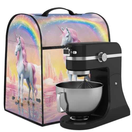Coffee Maker Cover Rainbow Animal Unicorn Kitchen Appliance Covers Small Appliance Covers Blender Cover Juicer Cover Dust Covers for Kitchen Appliances with Top Handle and Pockets,Washable,B259