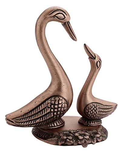 Image of ARTSMART Metal Kissing Duck Showpieces Decorative Love Bird Pairs Handcrafted Kissing Swan Couple Figurines Statues Idols for Home Decor Office Gift Items (Copper Finish)