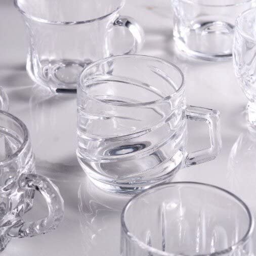 Image of Premium Glass Tea & Coffee Cups Set of 6, 200 ML Transparent Glass Mug with Handle for Coffee,Green Tea, Hot & Cold Beverages, Stylish Clear Drinking Cups for Home Kitchen Cafe (CTZ - 24)