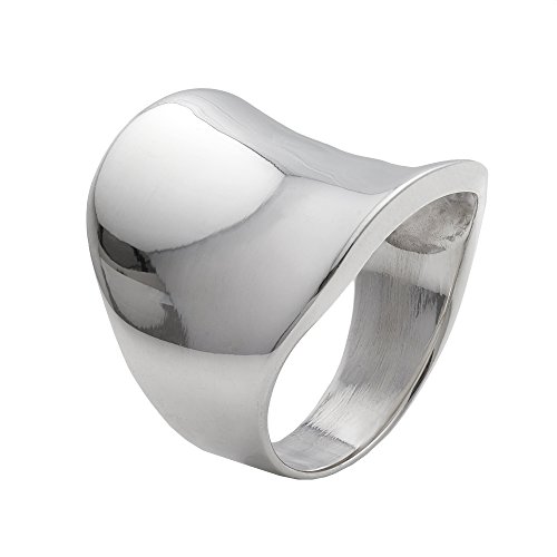 Silverly Sterling Silver Wide Concave Ring for Women - Chunky Polished 925 Silver Tapered Ring - Modern Sculptural Statement Rings With Curved Smooth Surface - Contemporary Thumb Rings