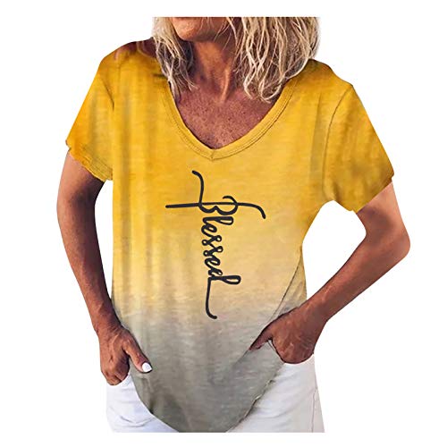 Yowablo - Camiseta de manga corta para mujer, diseño de letra con texto en inglés'Arcoíris'...