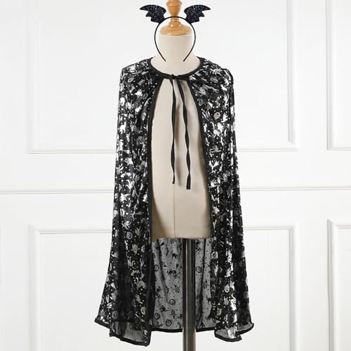 2 Pack Unisex Halloween Cloak Hoodie Lace Cape with Headband Kids Halloween Topic Fashion Clothes 𝐑obe2