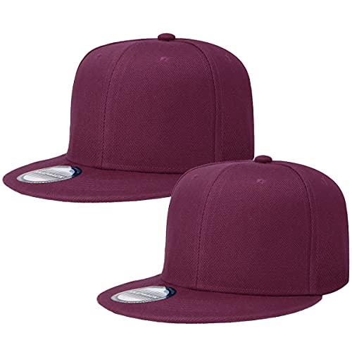 Image of Classic Snapback Hat Cap Hip Hop Style Flat Bill Blank Solid Color Adjustable Size