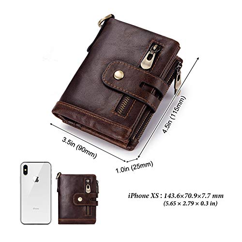 Image of boshiho Genuine Leather Bifold Chain Wallet for Men RFID Blocking