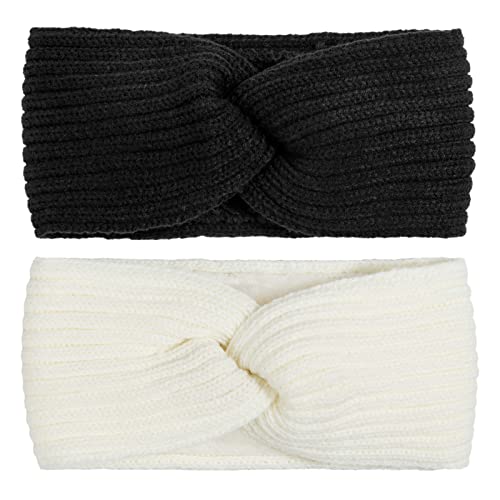Dreshow Women Warm Knitted Headband Winter Ear Warmer Crochet Head Wraps Thick Fleece Lining Hair Bands thumb #6