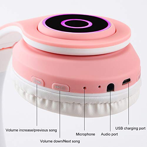 Cuffie Bluetooth senza fili, Cuffie con orecchio di gatto Cuffie con luce LED Cuffie per bambini con microfono per IOS/Android/PC/Laptop/tablet/telefoni cellulari - Image 4