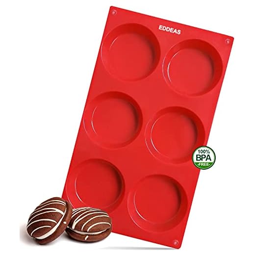 Eddeas Silicone Whoopie Pie Pan, 6-Cavity Non-Stick Muffin Top Pan, Mini Muffin & Cupcake Pans for Whoopie Pie, Cookies, Eggs, Corn Bread & More, Food Grade & Dishwasher Safe