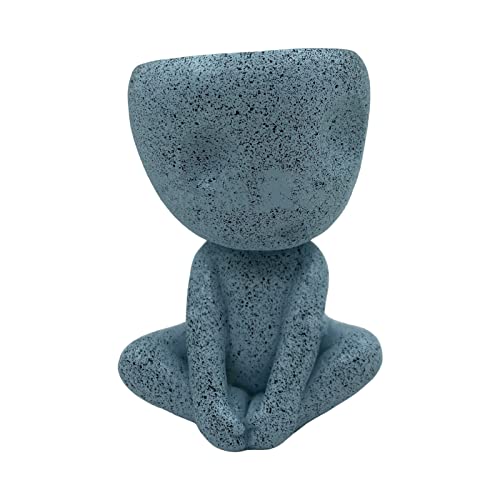 PERZOE Tête Pot De Fleur, Pot De Fleur Lumineux Résine Cactus Pot De Plante Succulente Pot De Fleurs avec Trou De Drainage pour La Maison Bureau Décoration De Bureau A