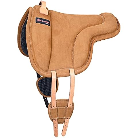 HILASON Horse Bareback Saddle Pad Anti Slip Base Suede Leather Tan | Baretek Bareback Riding Pad | Baretek Bareback Pad for Horses | Baretek Bareback Pad Cover