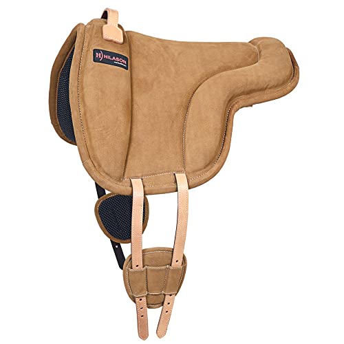 HILASON Horse Bareback Saddle Pad Anti Slip Base Suede Leather Tan | Baretek Riding for Horses