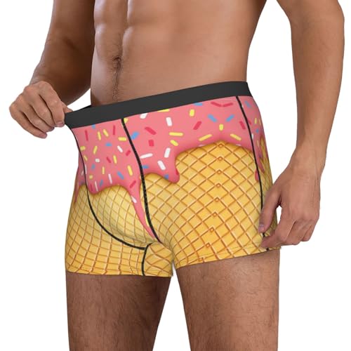 Pink Ice Cream Mens Underwear Boxer Briefs, Comfort Breathable Boxers For Men Regular4