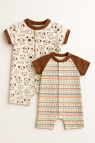 Image of TuddyBuddy 100% Cotton Romper /Jumpsuit /Bodysuit Set for Baby (Pack of 2 Playsuits)