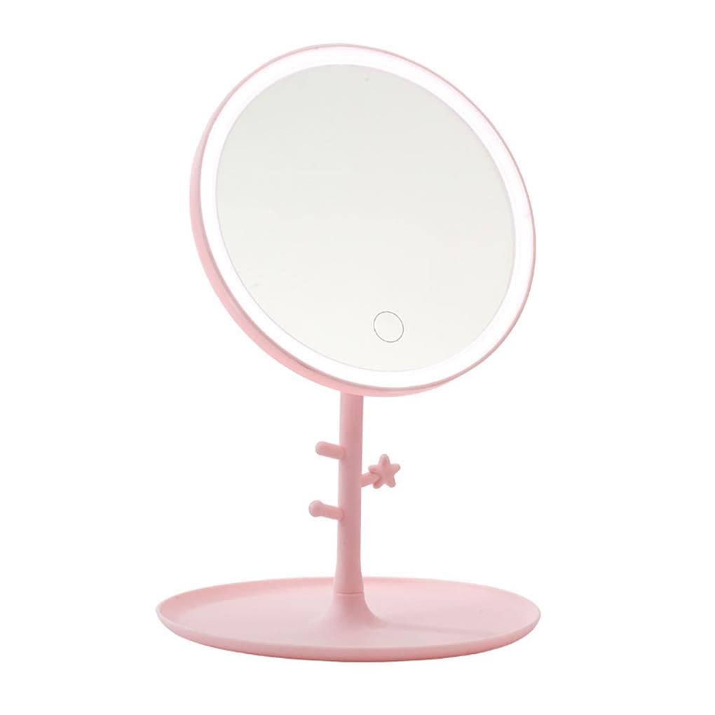 GRSTREE Make Up Mirror with LED Light, Rechargeable Touch Dimming Detachable Portable Table Mirror