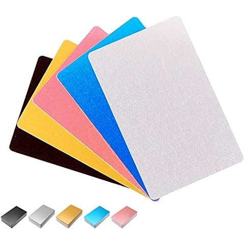 50 Pack Metal Business Cards Blanks Aluminum Sheet Blank Engraving Metal Tags Materials for CNC Engraver Laser Engraving DIY Gift Cards, Thicknes (0.2mm) Cover