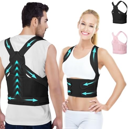 Posture Corrector for Women and Men,4 In 1 Adjustable Full Back Brace,Posture Braces Can Relieve Upper and Lower Back Pain, Shoulder Braces for Hunchback,Scoliosis, Lumbar Spine, Spine(Medium Black)