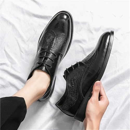 Men's Lace up Brogue Dress Shoes Pointed Toe Oxford Leather Stylish Business Formal Shoes for All Seasons2