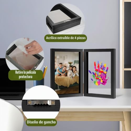 Miniatura 6 de Nabance Kit Marco De Huellas Bebe Recien Nacido Para 4 Huellas, Cuadro Para Pintar La Huella Bebe Pie Y Manos, Marco De Recuerdo Personalizable, Regalos Para Bebes Recien Nacidos Navidad