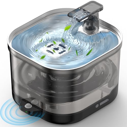 Accokids Wireless Cat Water Fountain Cordless with Detachable Tank, Battery Operated Cat Water Fountain 68oz Rechargeable Automatic Cats Fountains for Drinking With Motion Sensor, Quiet Pump(1 Filter)