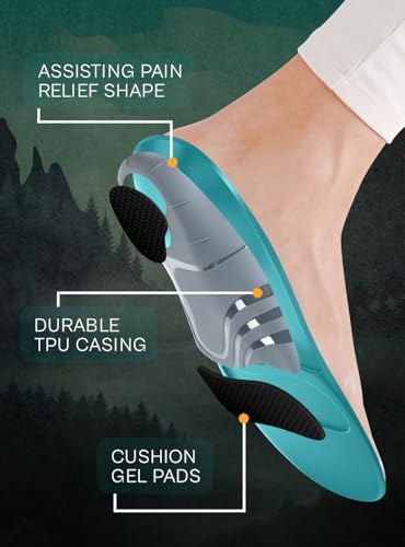 Image of CRUVHEAL 220+ lbs Plantar Fasciitis High Arch Support Insoles Men Women - Orthotic Shoe Inserts - Boot Work Shoe Insole (S, Blue)