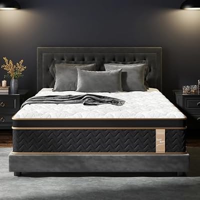 Queen Mattress 14 Inch, Cooling Hybrid Bed in a Box, Individual Pocket Springs, Motion Isolation, Targeted Hip/Shoulder/Lumbar Support, Fiberglass-Free, Ergonomic Zones, 365-Night Trial, CertiPUR-US
