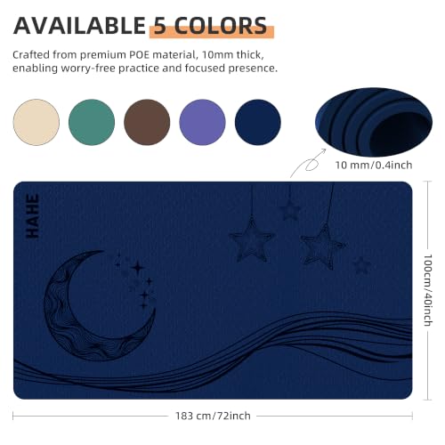 Image of HAHE Extra Wide Yoga Mat, 72 inchx40 inchx0.4 inchThick, Large Exercise Mats