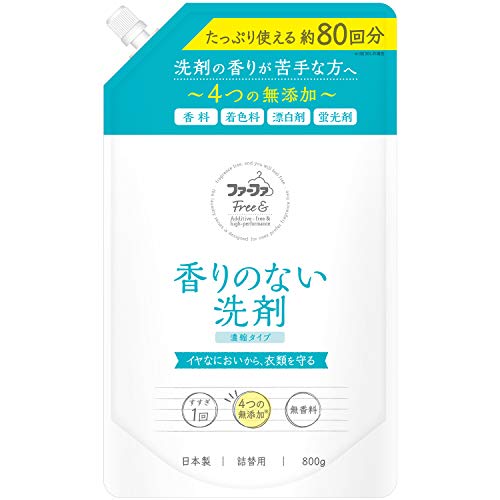 （ファーファ フリー&超コンパクト液体洗剤 無香料 詰替用 800g）