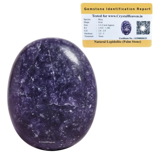 Image of Crystal Heaven Lepidolite Crystal Palm Pebbles Stones For Anxiety Stress Relief Massage - Aaa Grade Original Healing Gemstone Agate Palm Stone For Yoga Meditation Spiritual Reiki Feng Shui