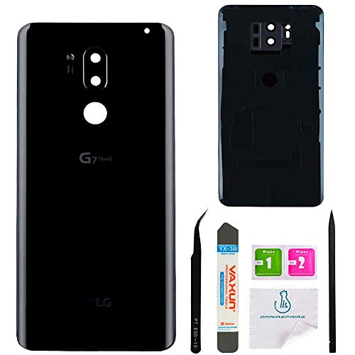 OmniRepairs Rear Battery Door Cover with Glass Camera Lens Replacement Compatible for LG G7 ThinQ Model (G710TM, G710AWM, G710EMW, G710ULM, G710VMX) with Adhesive and Repair Toolkit (Aurora Black)