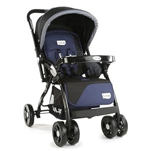LuvLap Galaxy Baby Stroller, Pram for Baby with 5 Point Safety Harness, Spacious Cushioned seat with Multi Level seat Recline, Easy Fold, Lightweight Baby Stroller for 0 to 3 Years (Black)