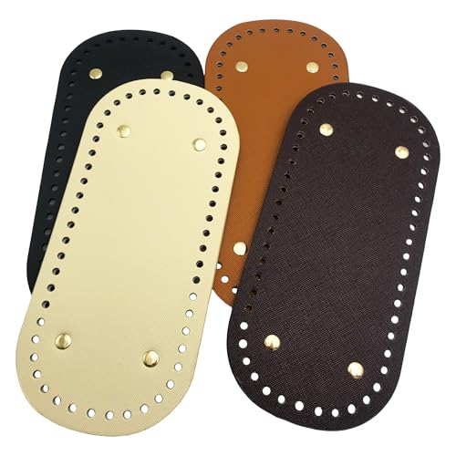 4 peças de fundo oval para crochê, bolsa de crochê, parte inferior de couro, modelador para bolsas, base de almofada com furos para bolsa de crochê faça você mesmo, bolsas de ombro J076