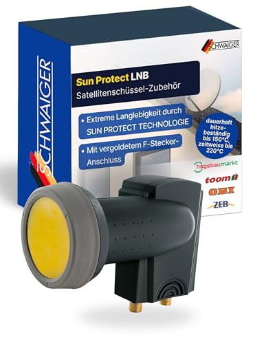 SCHWAIGER Twin LNB digital Sun Protect I Low Noise Blockconverter für 2 Teilnehmer I extrem wetterfest & geeignet für Multifeedanlagen I SAT-Zubehör für störungsfreien Empfang I anthrazit